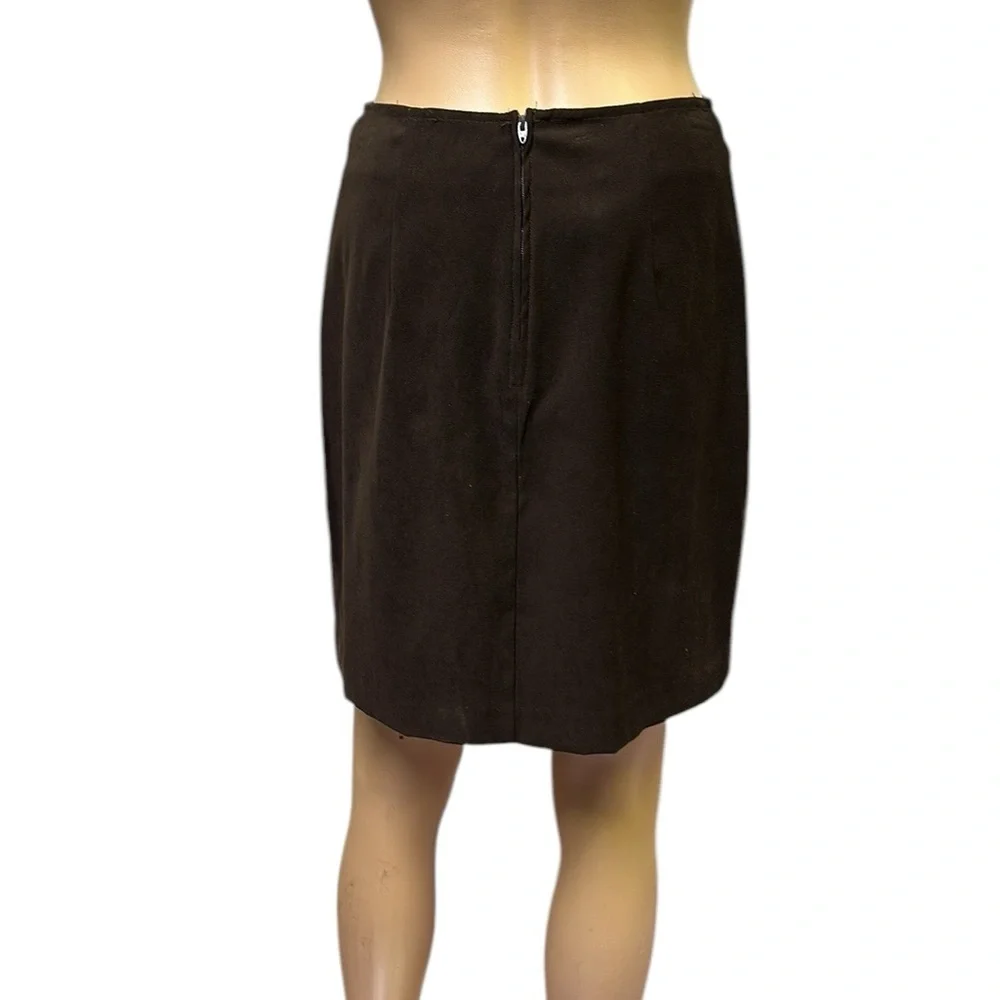 Brown Faux Suede Zip Back Pencil Skirt Sueded Imported Dry Clean Womens 5/6